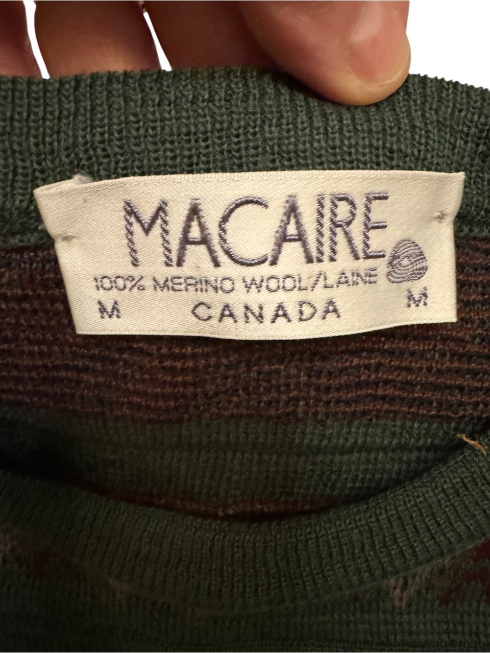 VINTAGE Grandpacore Macaire Geometric Knit Sweater Pure Wool Canada Sz Medium - Picture 4 of 8